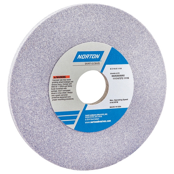 Norton Abrasives Grinding Wheel, T1, 6x1/4x1-1/4, AO, 80G - 66252835092