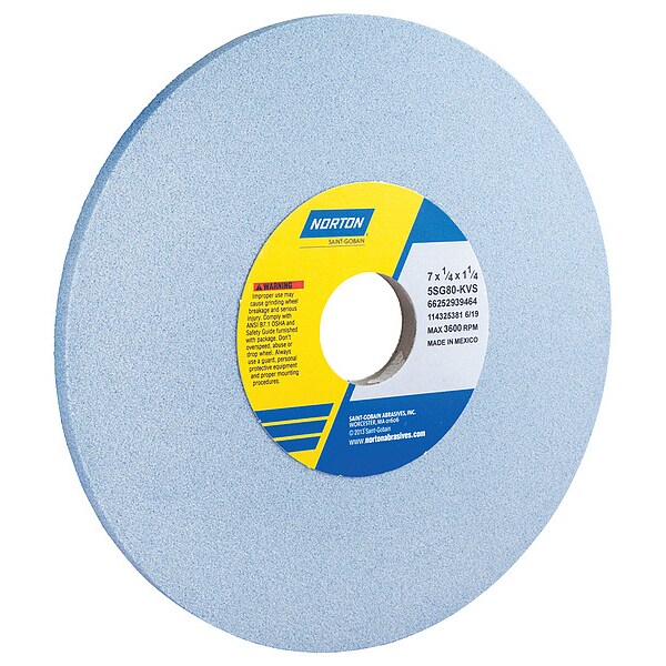 Norton Abrasives Grinding Wheel, T1, 7x1/4x1.25, CA, 80G, PK5 - 66252939464