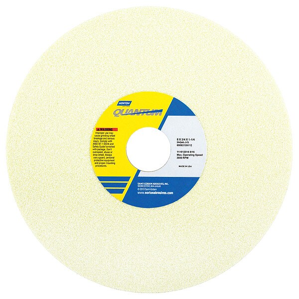 Norton Abrasives Grinding Wheel, 8 in. Dia, CA, 46 G, PK10 - 69083159112