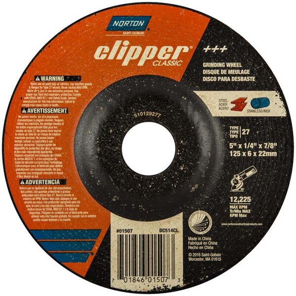 Norton Co 5 x 0.67 in. Clipper Classic Grinding Wheel - 2027313