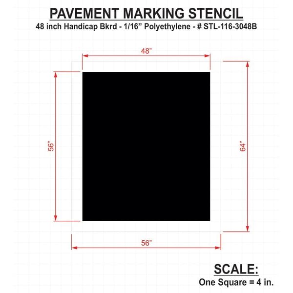 Rae Pavement Stencil, 48 in, Handicap, 1/16, STL-116-3048B - STL-116-3048B
