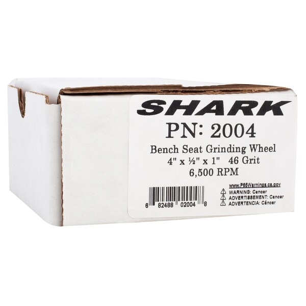 Shark Industries 4-in. x 1/2-in. x 1/2-in. Bench Seat Grinding Wheel 46 Grit - 2004