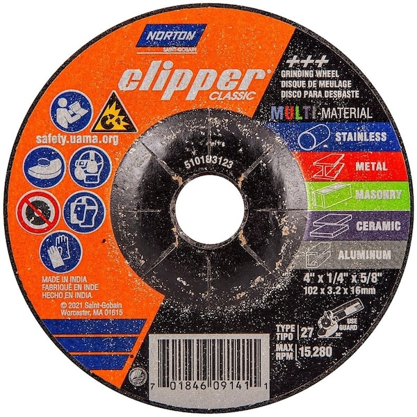 Norton Clipper Clipper Classic AC AOSC Series Grinding Wheel, 4 in Dia, 14 in Thick, 58 in Arbor - 70184609141