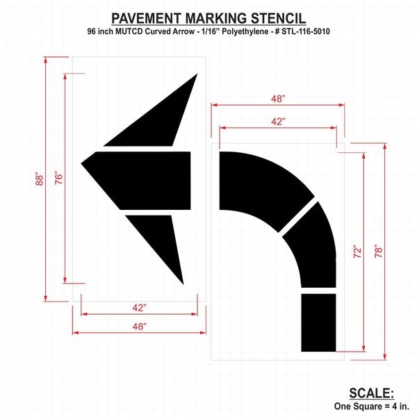 Rae Pavement Stencil, MUTCD Curved Arrow, 1/16 - STL-116-5010