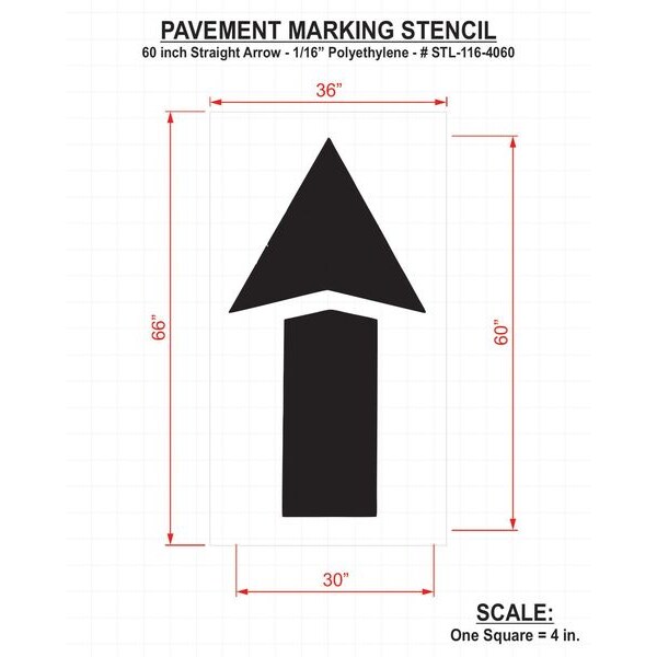 Rae Pavement Stencil, 60 in, Strght Arrow, 1/16 - STL-116-4060