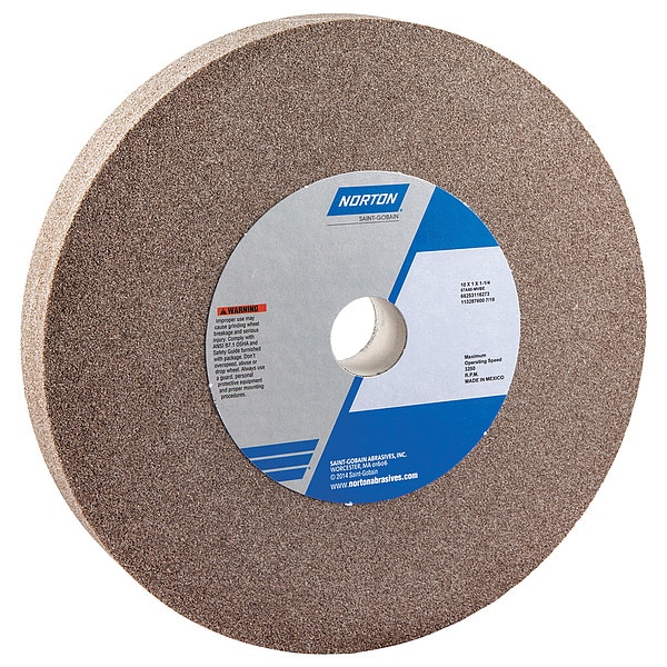 Norton Abrasives Grinding Wheel, 10 in. Dia, AO, 60 G, Brown - 66253116273