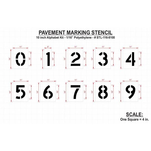 Rae Pavement Stencil, 10 in, Number Kit, 1/16 - STL-116-8100