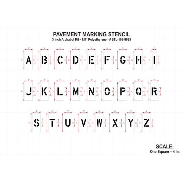 Rae Pavement Stencil, 3 in, Alphabet Kit, 1/8 - STL-108-8035
