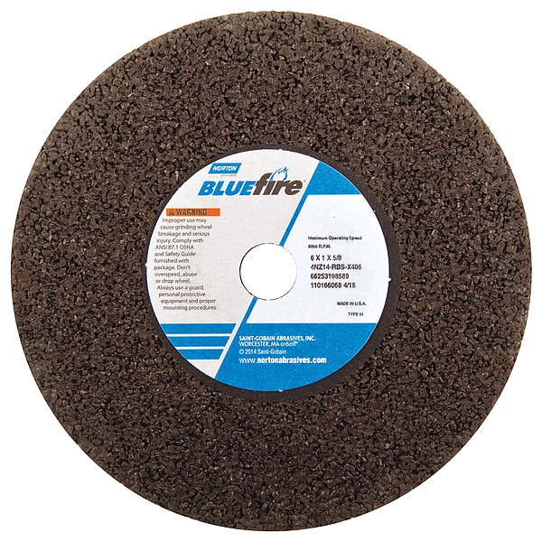 Norton Abrasives Straight Grind Wheel, 6 D, 1 T, 5/8 Arbor - 66253198589