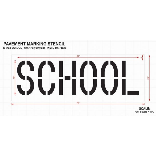 Rae Pavement Stencil, School, 18 in - STL-116-71823
