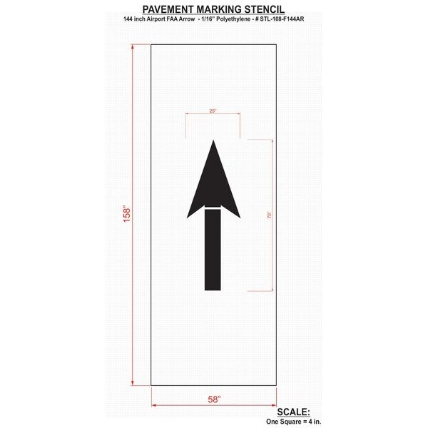 Rae Airport Pavement Stencil, Arrow, 70 in - STL-108-F144AR
