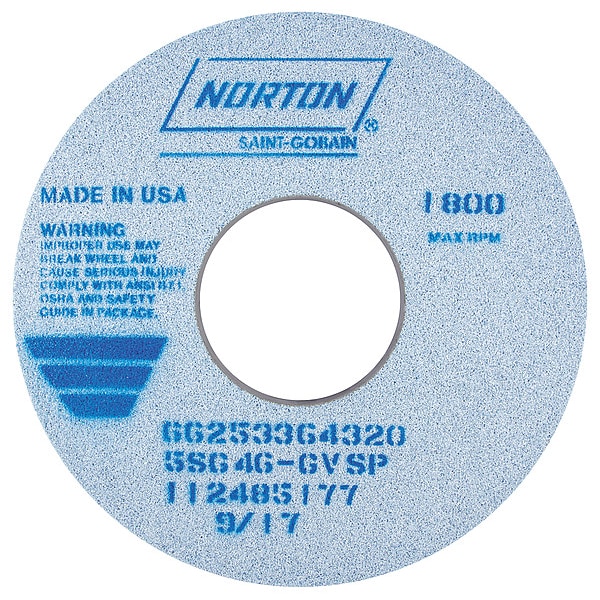 Norton Abrasives Grinding Wheel, T1, 14x1-1/2x5, CA, 46G, Blue - 66253364320