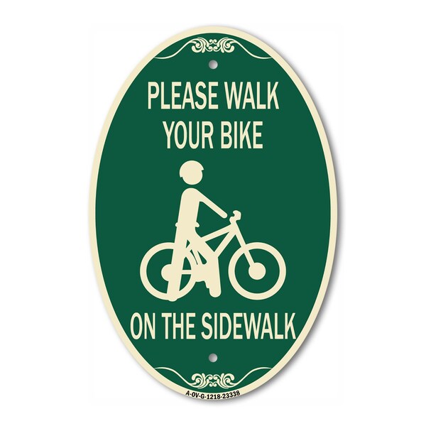 Signmission Pavement Stencil Please Walk Your Bike on the, 12 In X 18 In Architectural, Heavy Gauge Aluminum - A-OV-G-1218-23338