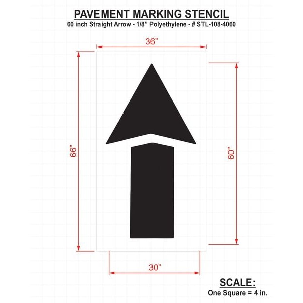 Rae Pavement Stencil, 60 in, Strght Arrow, 1/8 - STL-108-4060