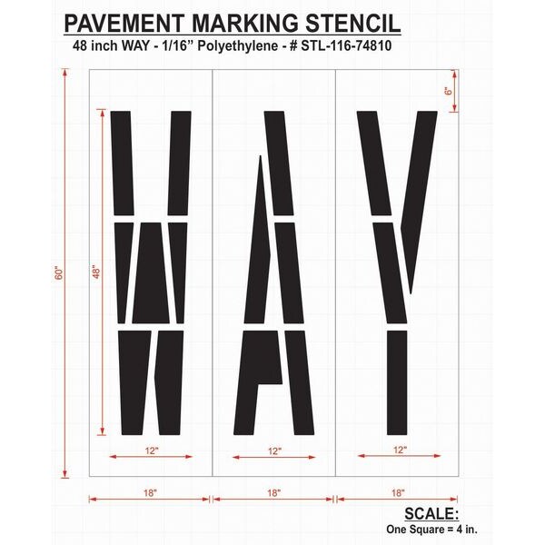 Rae Pavement Stencil, Way, 48 in - STL-116-74810