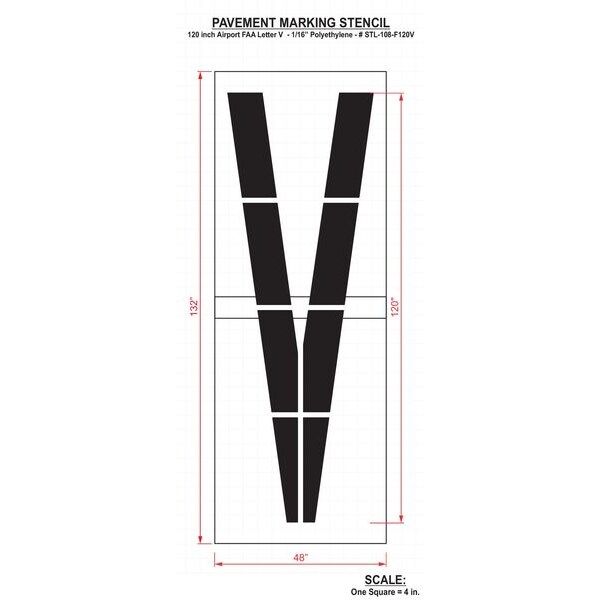 Rae Airport Pavement Stencil, V, 120 in - STL-108-F120V