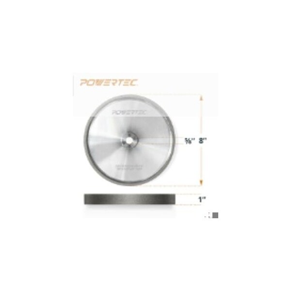 Powertec CBN Grinding Wheel 8'' x 1'', 320 Grit, 5/8'' Arbor Bench Grinder Wheels - 15701N