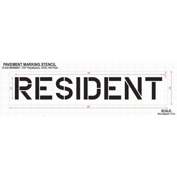 Rae Pavement Stencil, Resident, 12 in - STL-116-71230