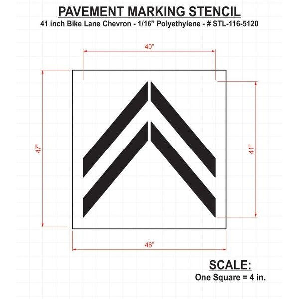 Rae Pavement Stencil, Bike Lane Chevron, 41 in - STL-116-5120