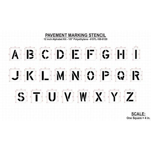Rae Pavement Stencil, 12 in, Alphabet Kit, 1/8 - STL-108-8125
