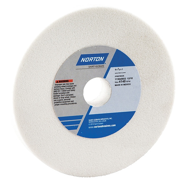 Norton Abrasives Grinding Wheel, T1, 6x3/4x1, AO, 60G, Wht - 07660788246