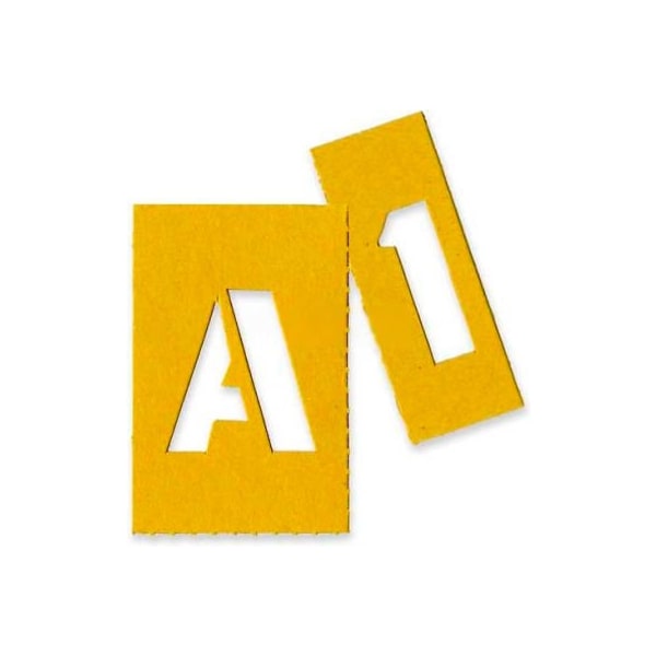 Chartpak Chartpak Painting Letters & Numbers Stencil, CHA01550, 1"H, Yellow, Gothic Font, 35/Set - 1550
