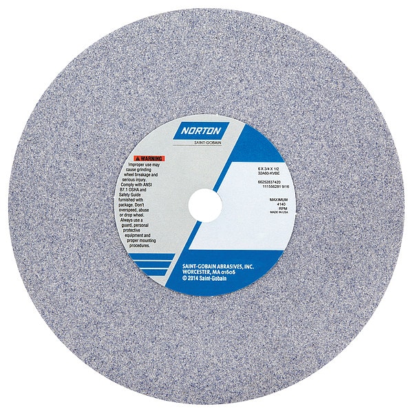 Norton Abrasives Grinding Wheel, T1, 6x3/4x1/2, AO, 60G, PK5 - 66252837420