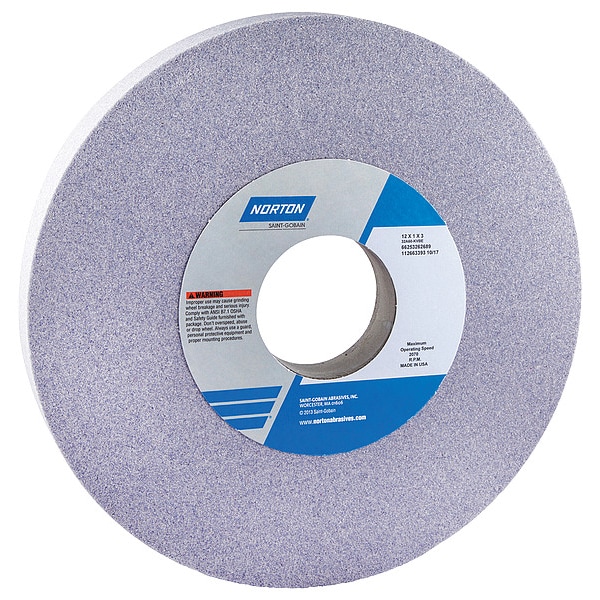 Norton Abrasives Grinding Wheel, T1, 12x1x3, AO, 46G, Med, Prpl - 66253262567