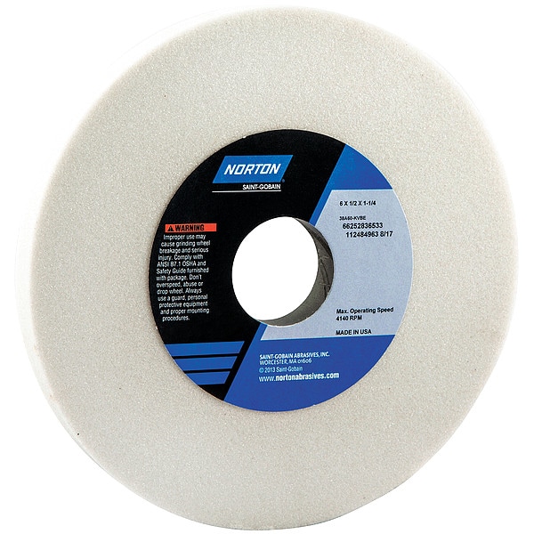 Norton Abrasives Grinding Wheel, T1, 6x1/2x1.25, AO, 60G, PK5 - 66252836533