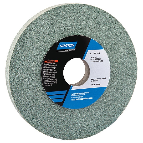 Norton Abrasives Grinding Wheel, T1, 6x1/2x1.25, SC, 100G, PK5 - 66252836827