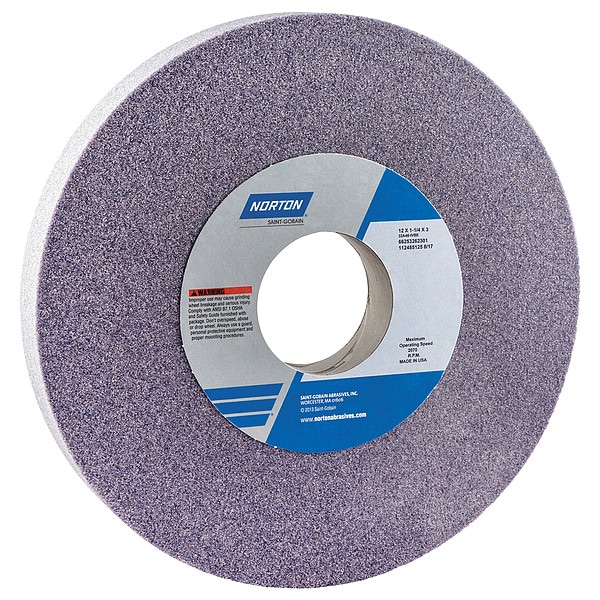 Norton Abrasives Grinding Wheel, T1, 12x1-1/4x3, AO, 46G, Med - 66253262301