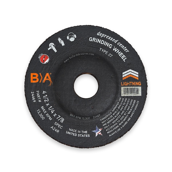 Bullard Abrasives Grinding Wheel, 4 1/2 x 1/4 x 7/8 T27, PK25 - 24469