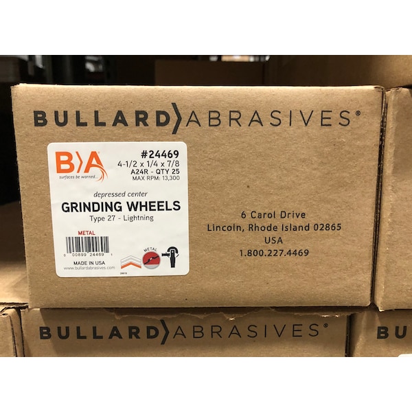 Bullard Abrasives Grinding Wheel, 4 1/2 x 1/4 x 7/8 T27, PK25 - 24469