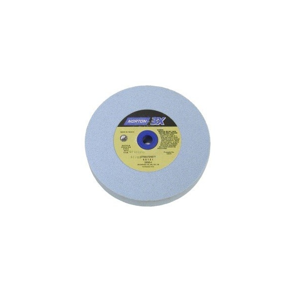Norton Co Bench & Pedestal Wheel, High Speed, 3X Blue Ceramic Alumina K-Grade, Size: 6in. x 1in. x 1in. - 076607-05414