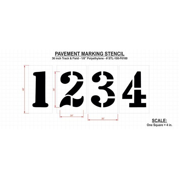 Rae Athletic Stencil, Track & Field, 36 in, 1/8 - STL-108-F6100