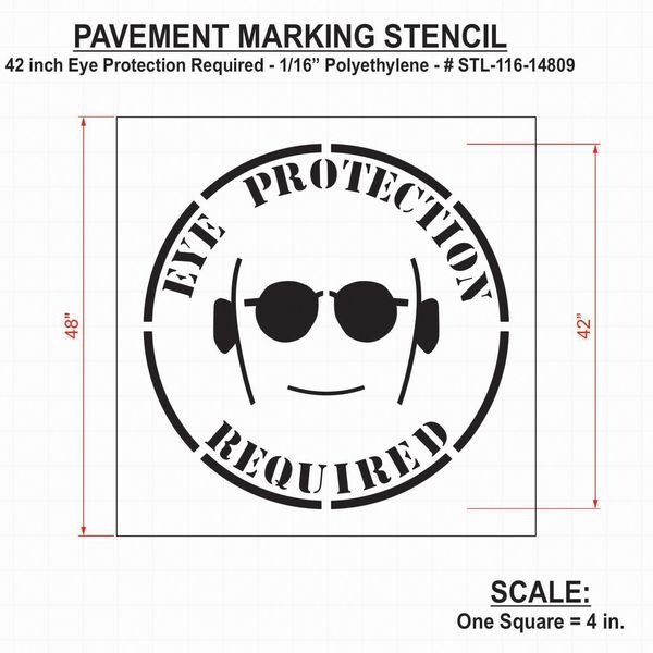 Rae Stencil, Eye Protection Required, 42 in - STL-116-14809