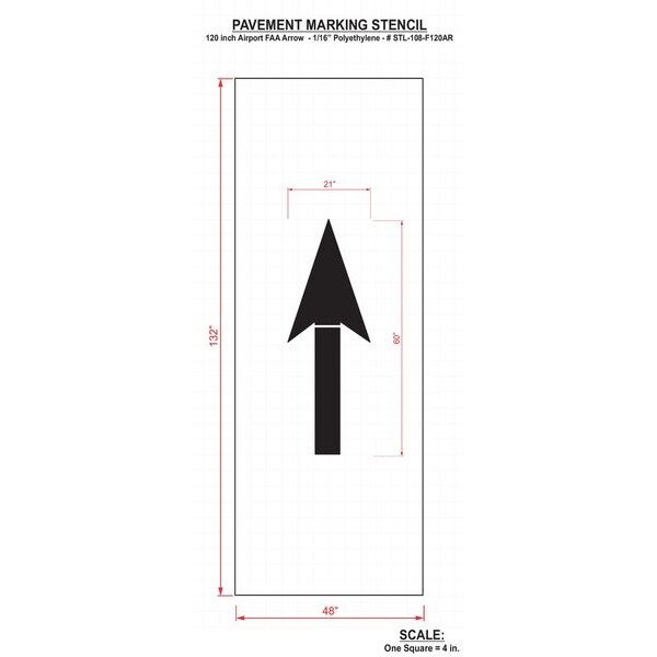Rae Airport Pavement Stencil, Arrow, 60 in - STL-108-F120AR