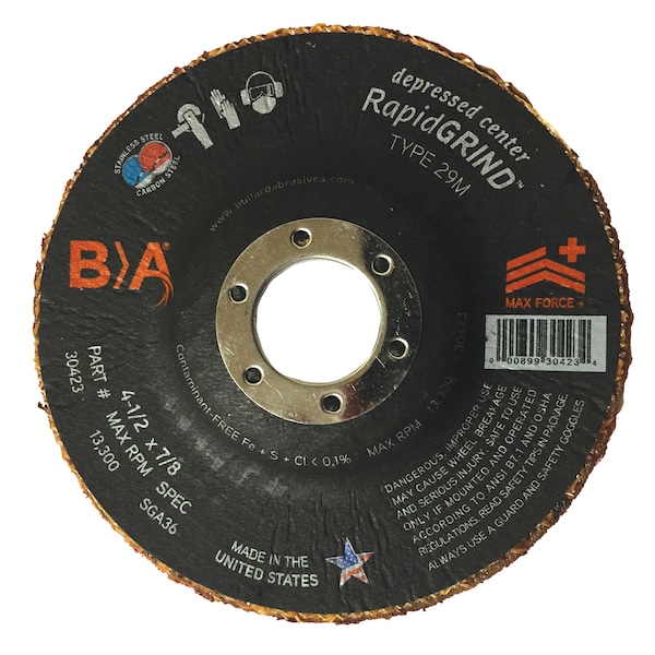 Bullard Abrasives RapidGRIND Grinding Discs, 4-1/2 x 7/8 - 5325