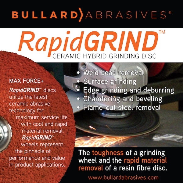 Bullard Abrasives RapidGRIND Grinding Discs, 4-1/2 x 7/8 - 5325
