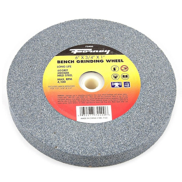 Forney Bench Grinding Wheel, 6 in x 3/4 in x 1 in - 72400