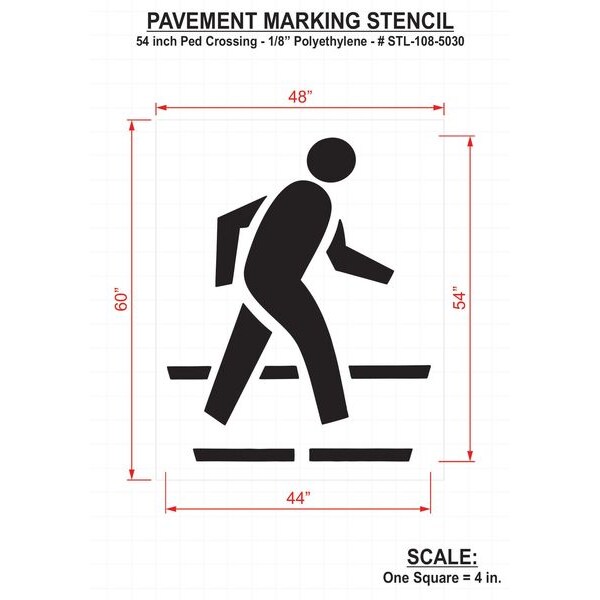 Rae Pavement Stencil, 54 in, Ped Crossing, 1/8 - STL-108-5030
