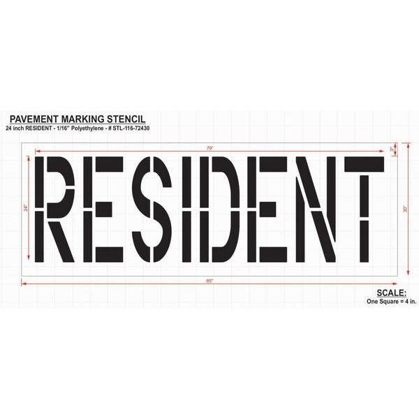 Rae Pavement Stencil, Resident, 24 in - STL-116-72430