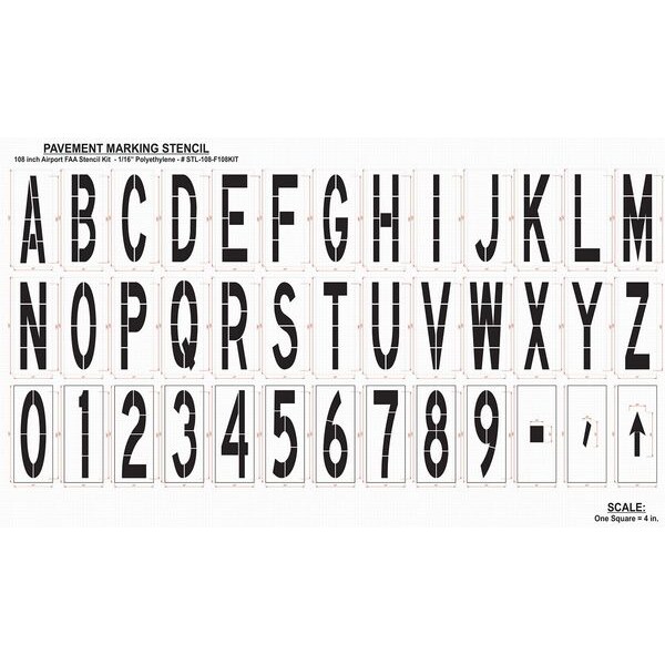 Rae Airport Pavement Stencil Kit, 108 in - STL-108-F108KIT