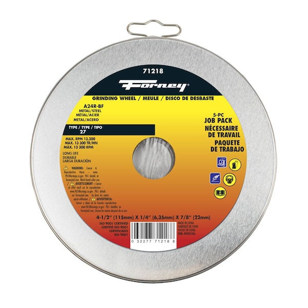 Forney 5-Pack of Forney 71877 4-1/2 in Metal Grinding Wheel - 71218