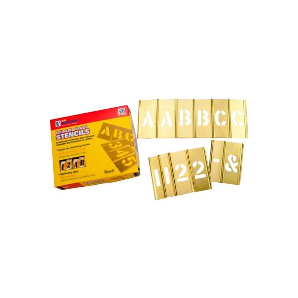 C.H. Hanson 3/4" Brass Interlocking Stencils Letters and Numbers, 77 Piece Set - 10107