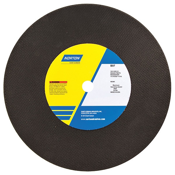 Norton Abrasives Cut-Off Wheel, 16 in. Dia, AO, 24 G, PK10 - 66253422205