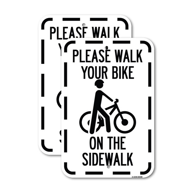 Signmission Pavement Stencil Please Walk Your Bike on the Sidewalk, 18'' X 24'', Heavy Gauge Aluminum, 2PK - A-1824-2PACK-23338