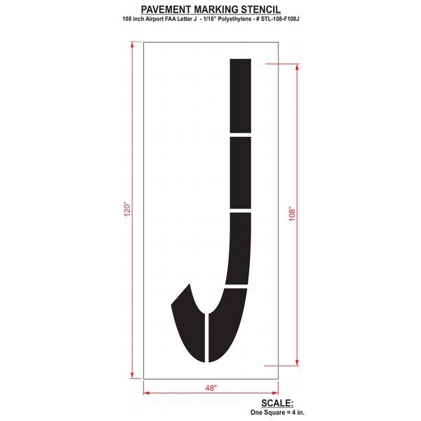 Rae Airport Pavement Stencil, J, 108 in - STL-108-F108J