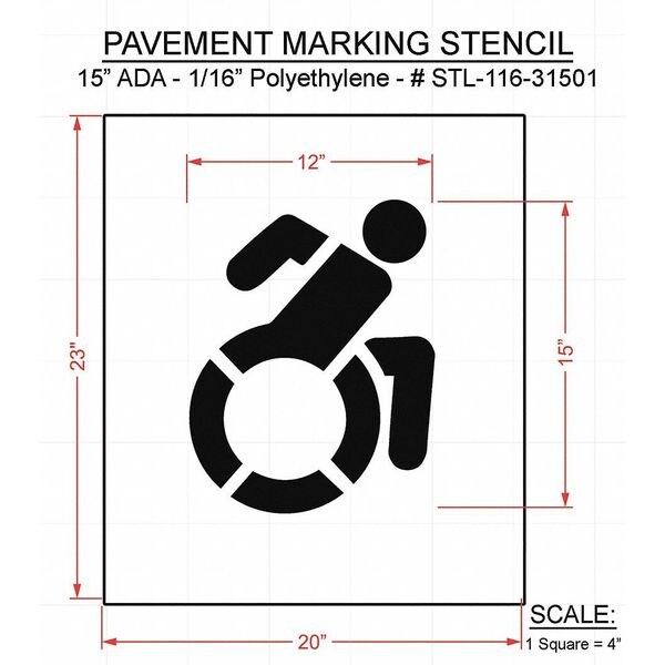 Rae Pavement Stencil, 23"H, 20"W, 0.063" Thick - STL-116-31501