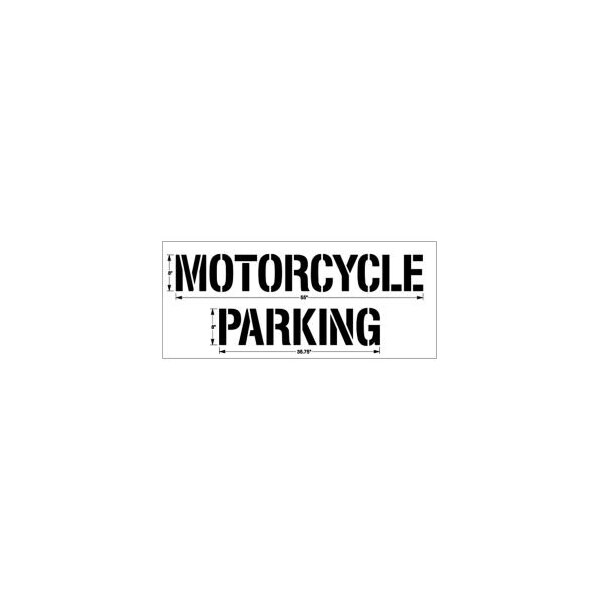 Newstripe. Newstripe 8in Motorcycle Parking, on two lines -1/8in Thick, PolyTough, Plastic, White - 10004939